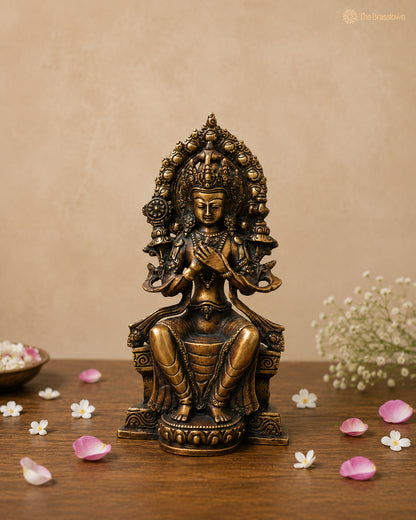 Brass Maitreya Buddha Idol – Handcrafted Buddha Ajita Bodhisattva Murti for Pooja, Home Décor &amp; Spiritual Gifting 10 Inch