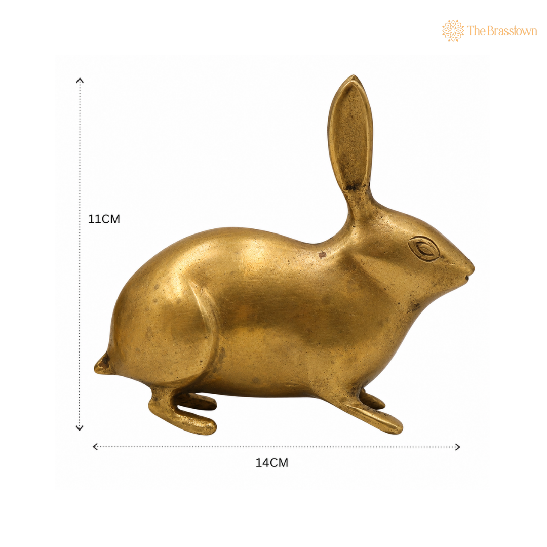Handcrafted Brass Rabbit Figurine 4.5 Inch