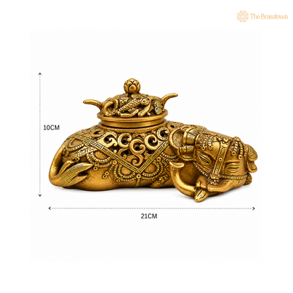 Handcrafted Brass Nandi Incense Burner 4 Inch