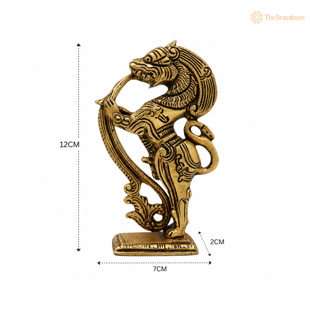 Handcrafted Brass Yali Pair Statues 5 Inch