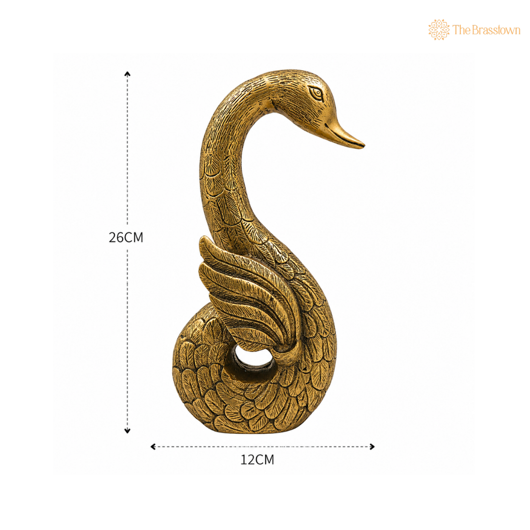 Handcrafted Brass Swan Figurine 10.5 Inch