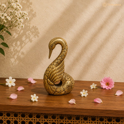Handcrafted Brass Swan Figurine 10.5 Inch