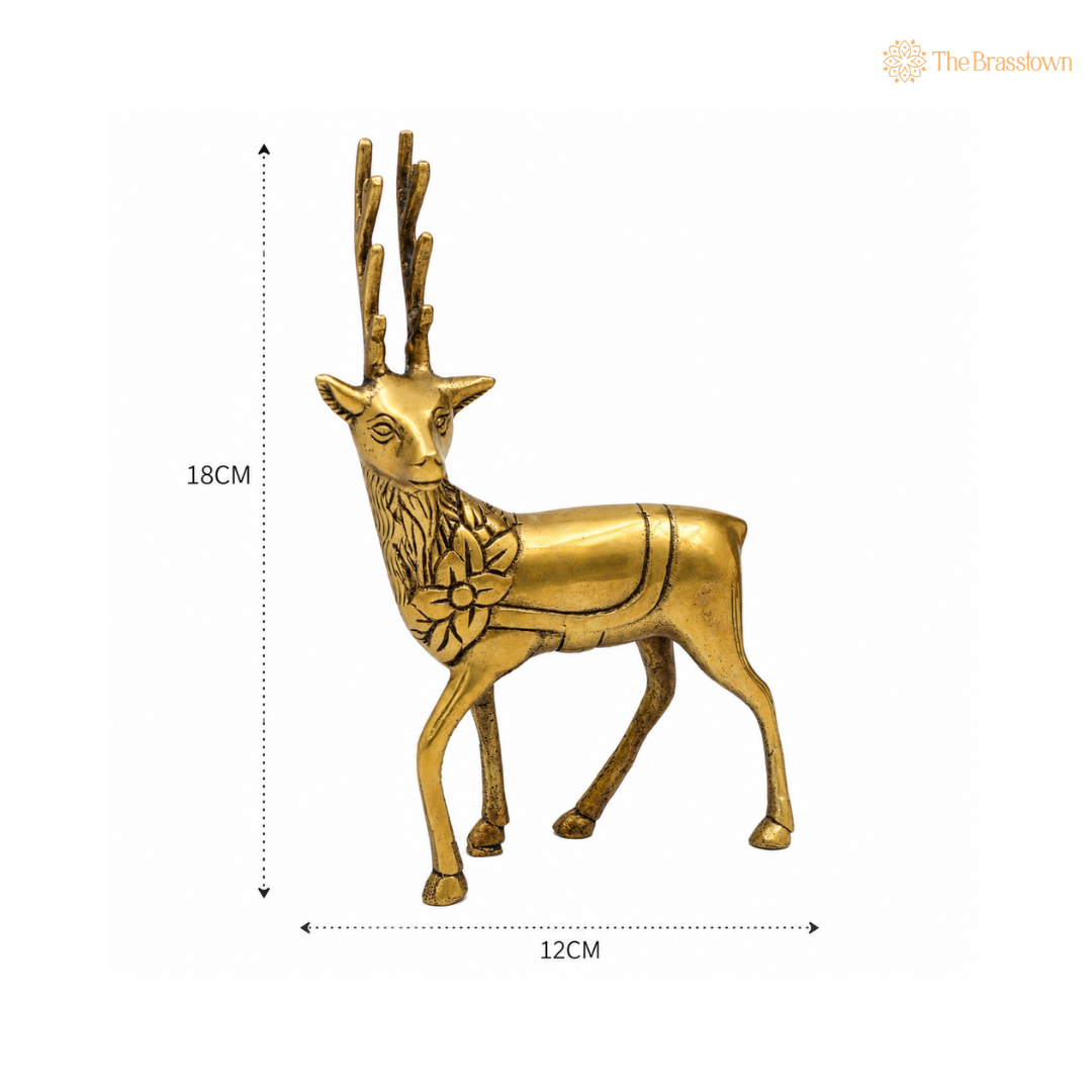 Handcrafted Brass Deer Figurines 7 Inch
