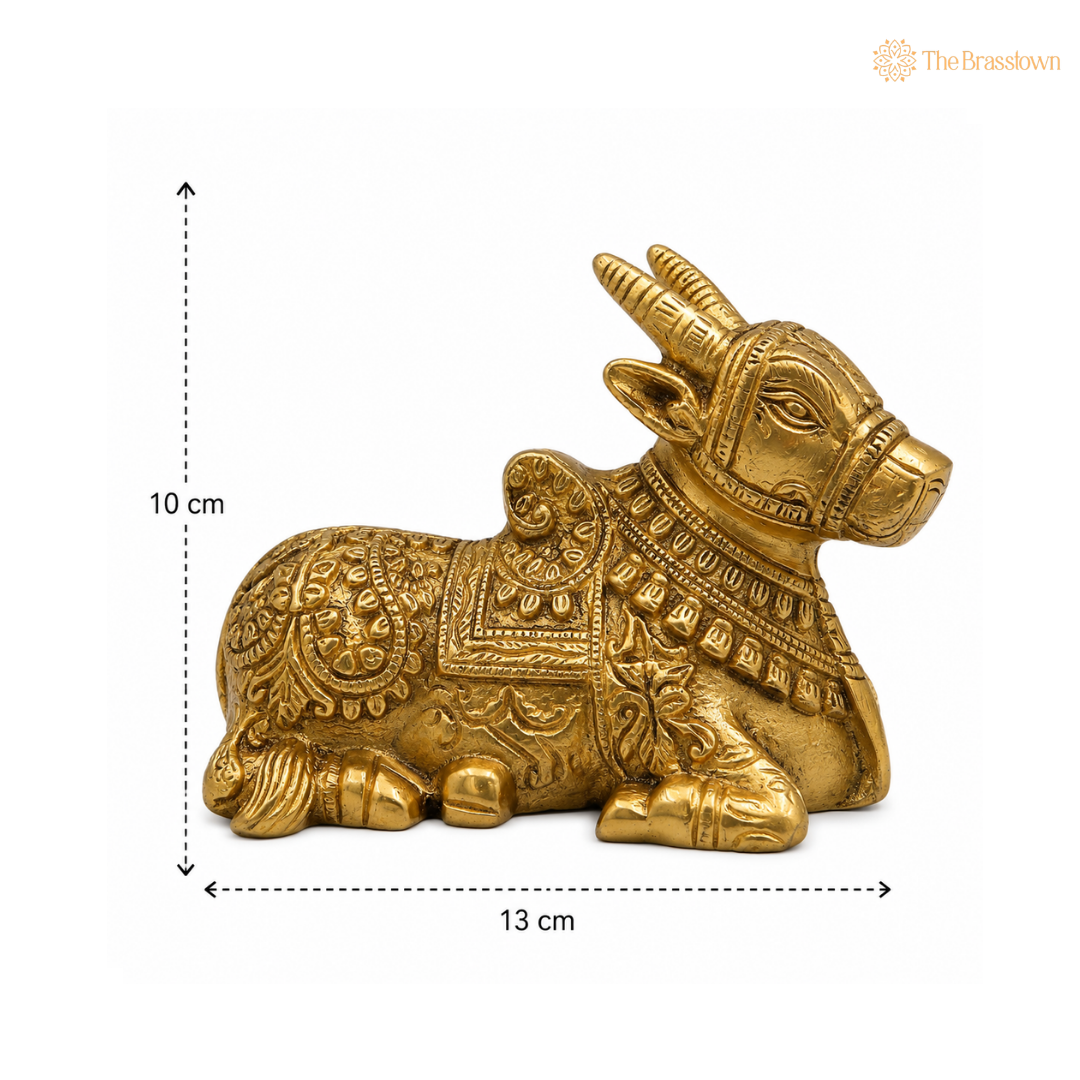 Handcrafted Brass Nandi Statue 4 Inch