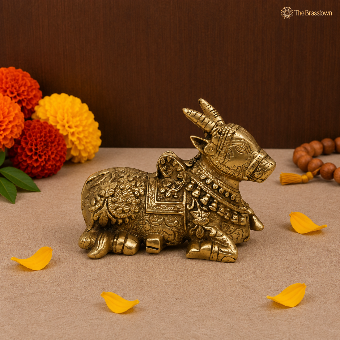 Handcrafted Brass Nandi Statue 4 Inch