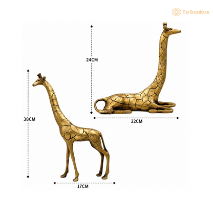 Handcrafted Brass Giraffe Pair 15 Inch