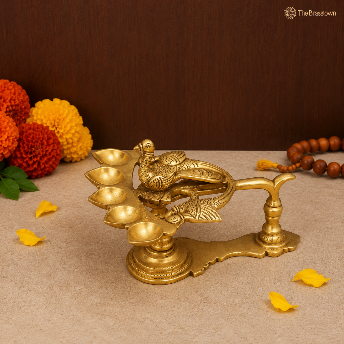 Handcrafted Brass Peacock Diya Lamp 5 Inch