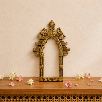 Brass Arch Frame with Parrots – A Traditional Masterpiece 10 Inch
