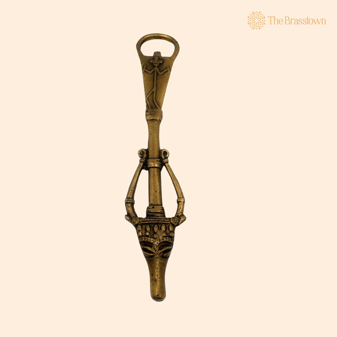 Handmade Brass Bottle Opener – Bastar Tribal Vintage Cap Opener for Home Décor &amp; Gifting 7 Inch 1