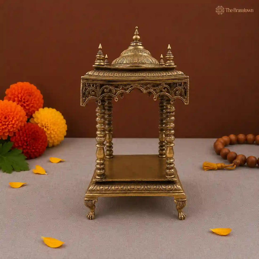 Exquisite Brass Temple for Idols – A Majestic Abode for the Divine 21 Inch