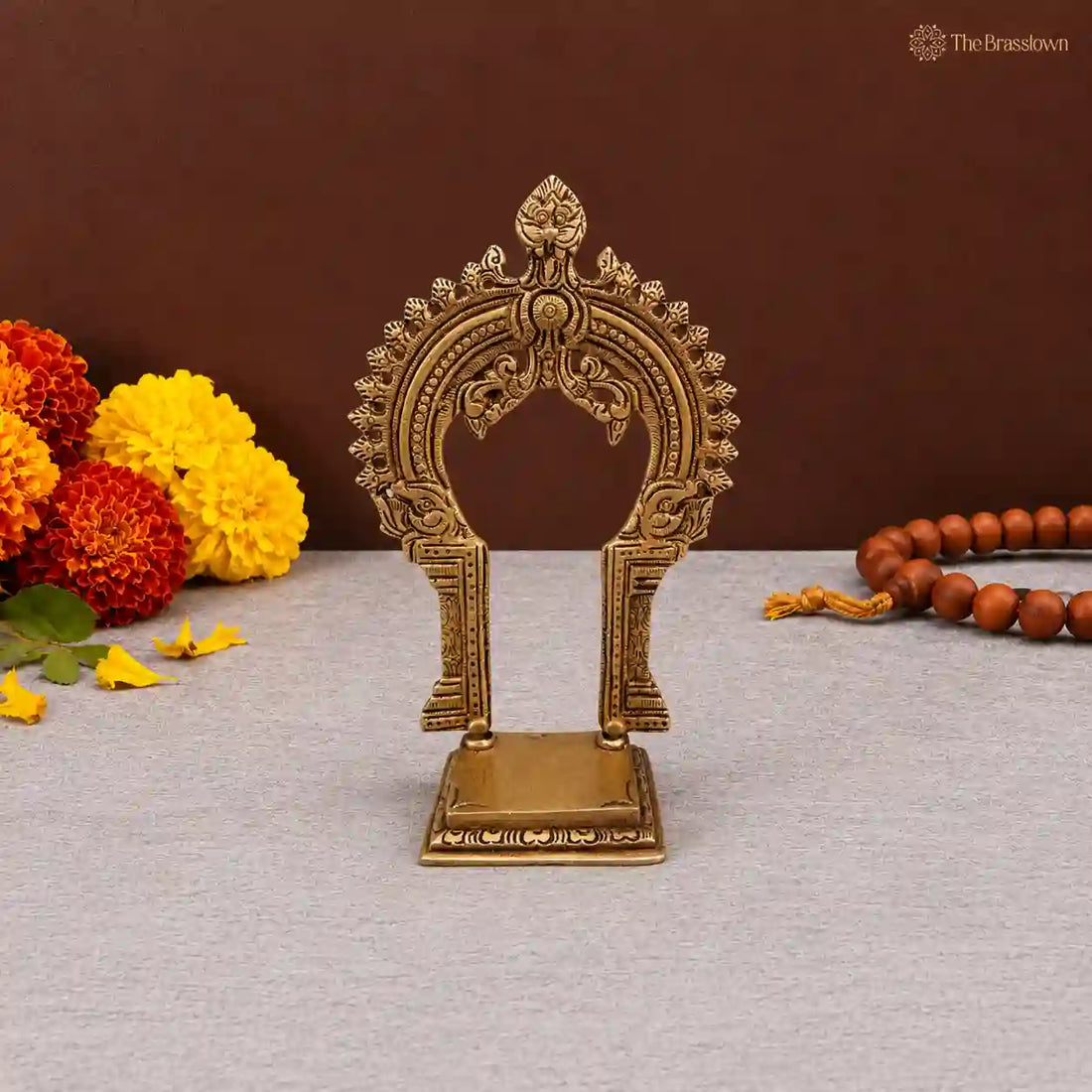 Exquisite Brass Arch for Deity Placement 8 Inch