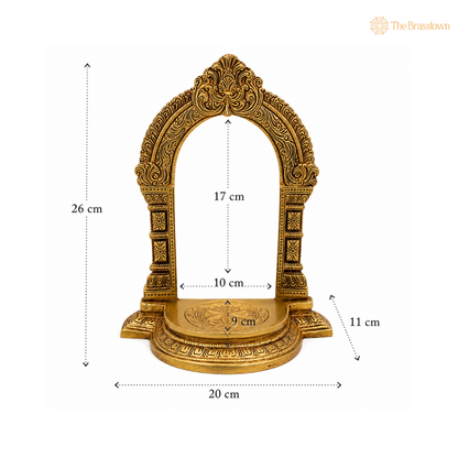 Ornate Brass Arch Frame with Curved Platform 10.5 Inch