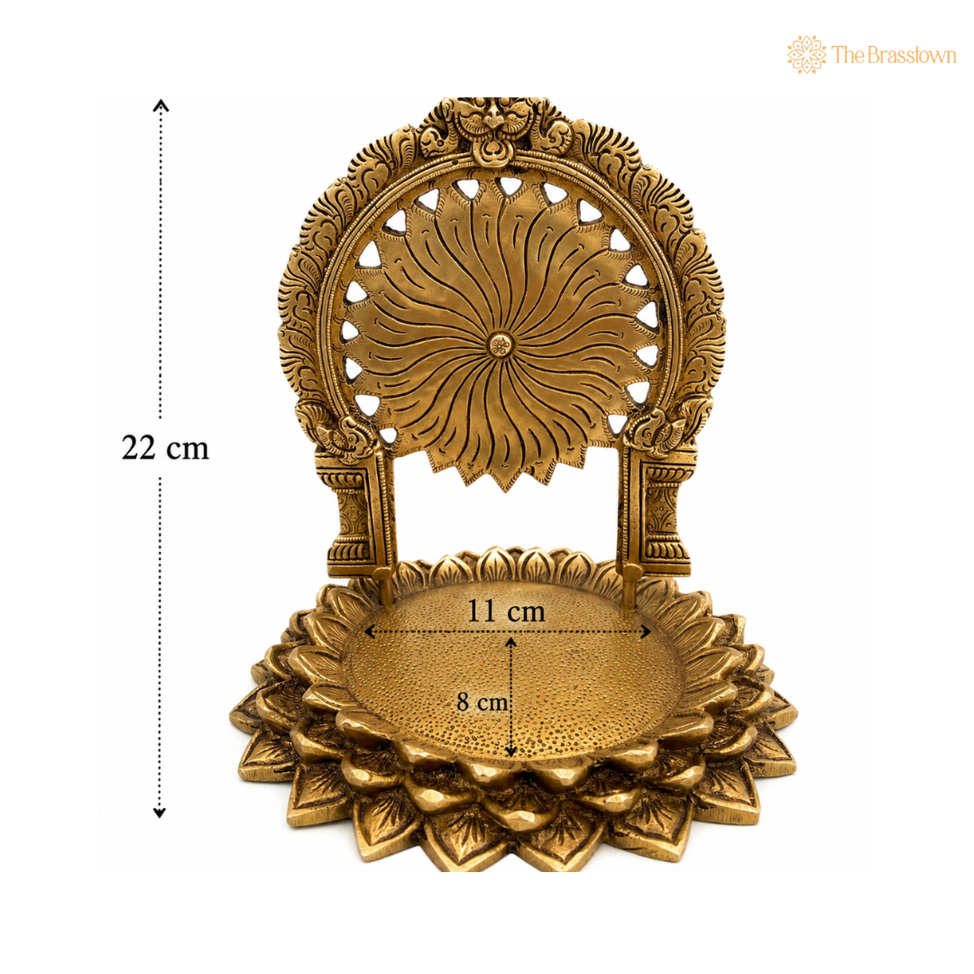 Brass Lotus Petal Base Temple – A Divine Symbol of Elegance 9 Inch