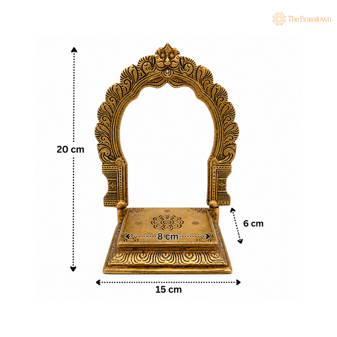 Brass Temple Arch Stand – A Majestic Frame for Divinity 8 Inch