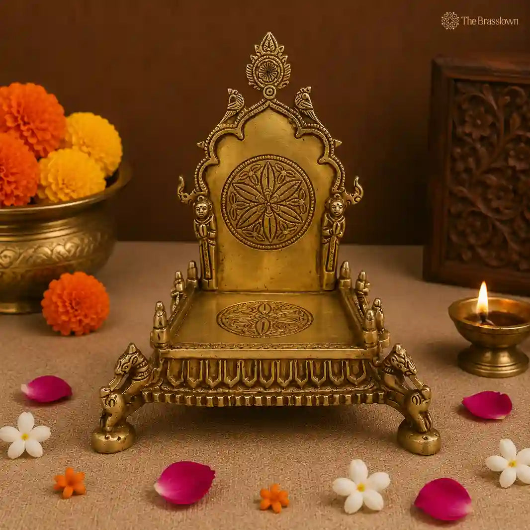 Brass Royal Throne for Idols 8 Inch
