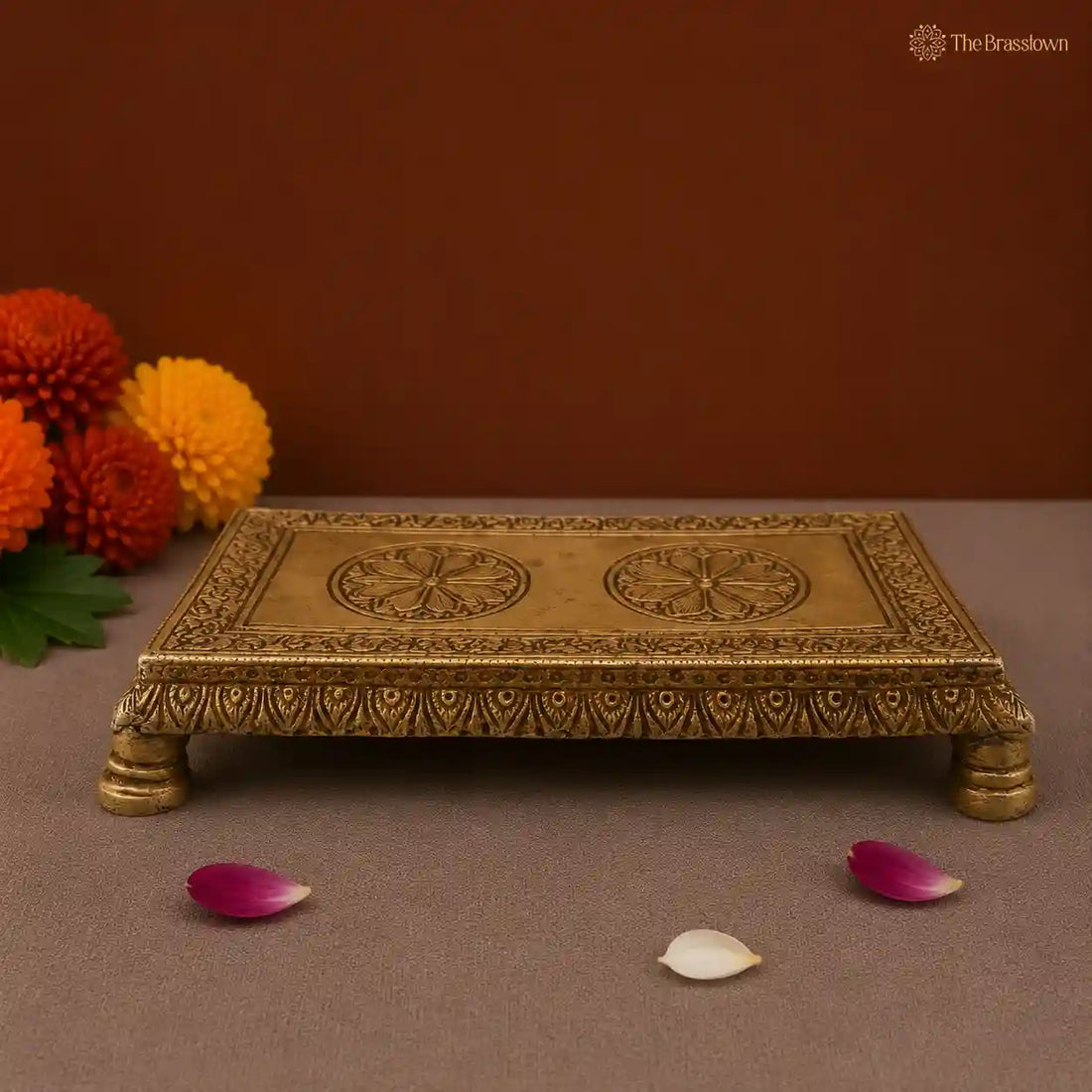 Traditional Brass Pooja Pedestal 1 Inch