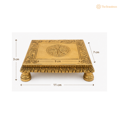 Traditional Brass Pooja Pedestal – A Sacred Foundation for Worship 1 Inch