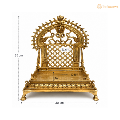 Exquisite Brass Throne with Intricate Serpent Design 14 Inch