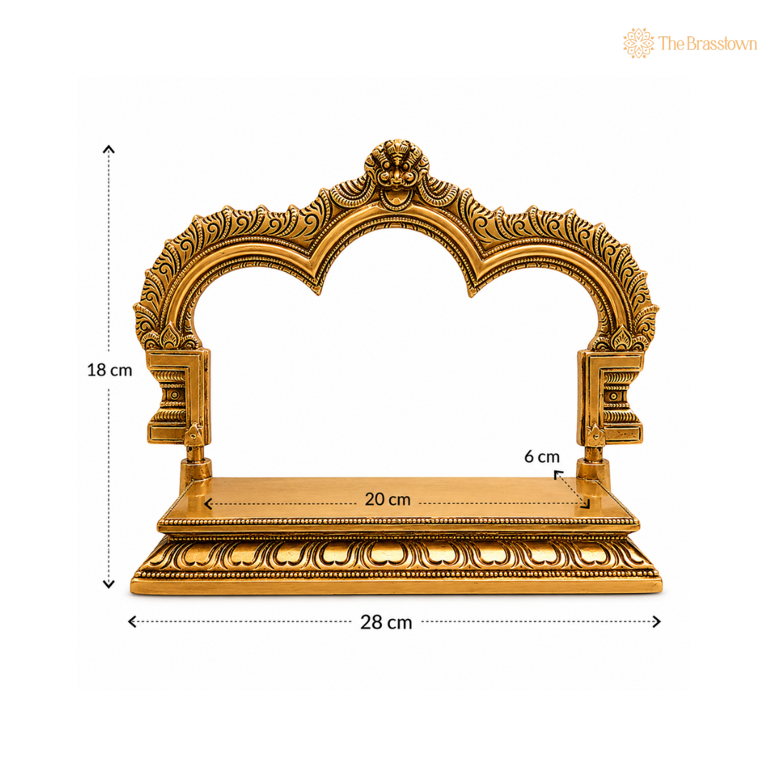 Elegant Brass Double-Arch Pooja Stand 7 Inch