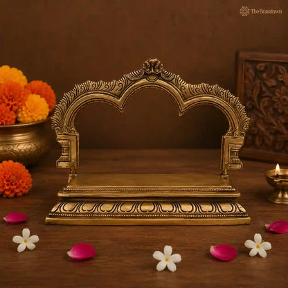 Elegant Brass Double-Arch Pooja Stand 7 Inch