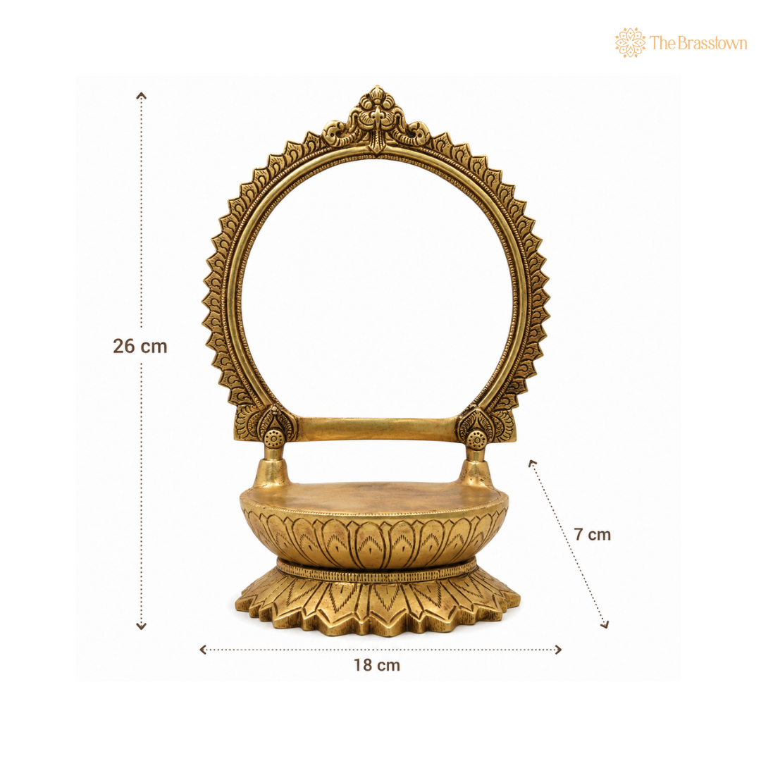 Brass Circular Frame with Lotus Base 10.5 Inch