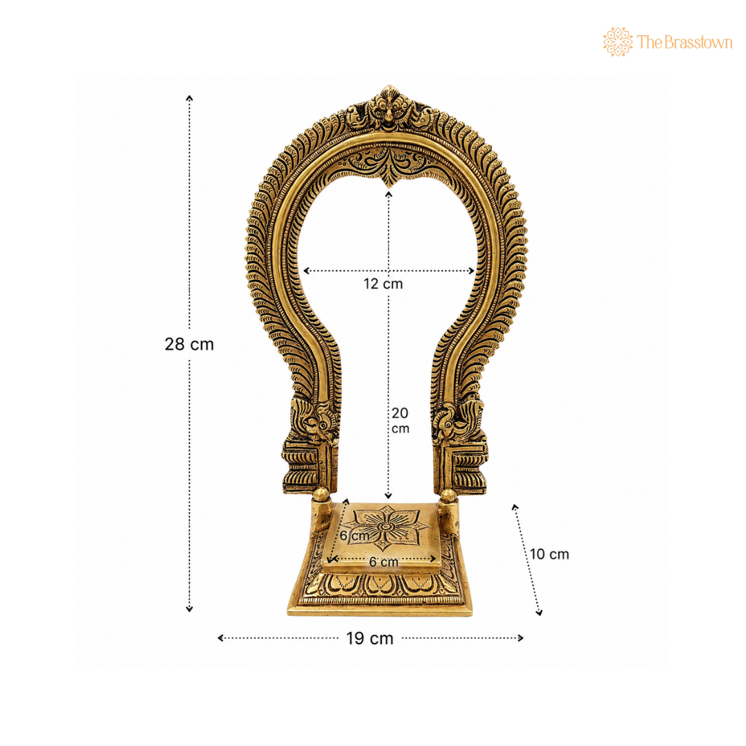Intricate Brass Arch Frame with Decorative Base 11 Inch