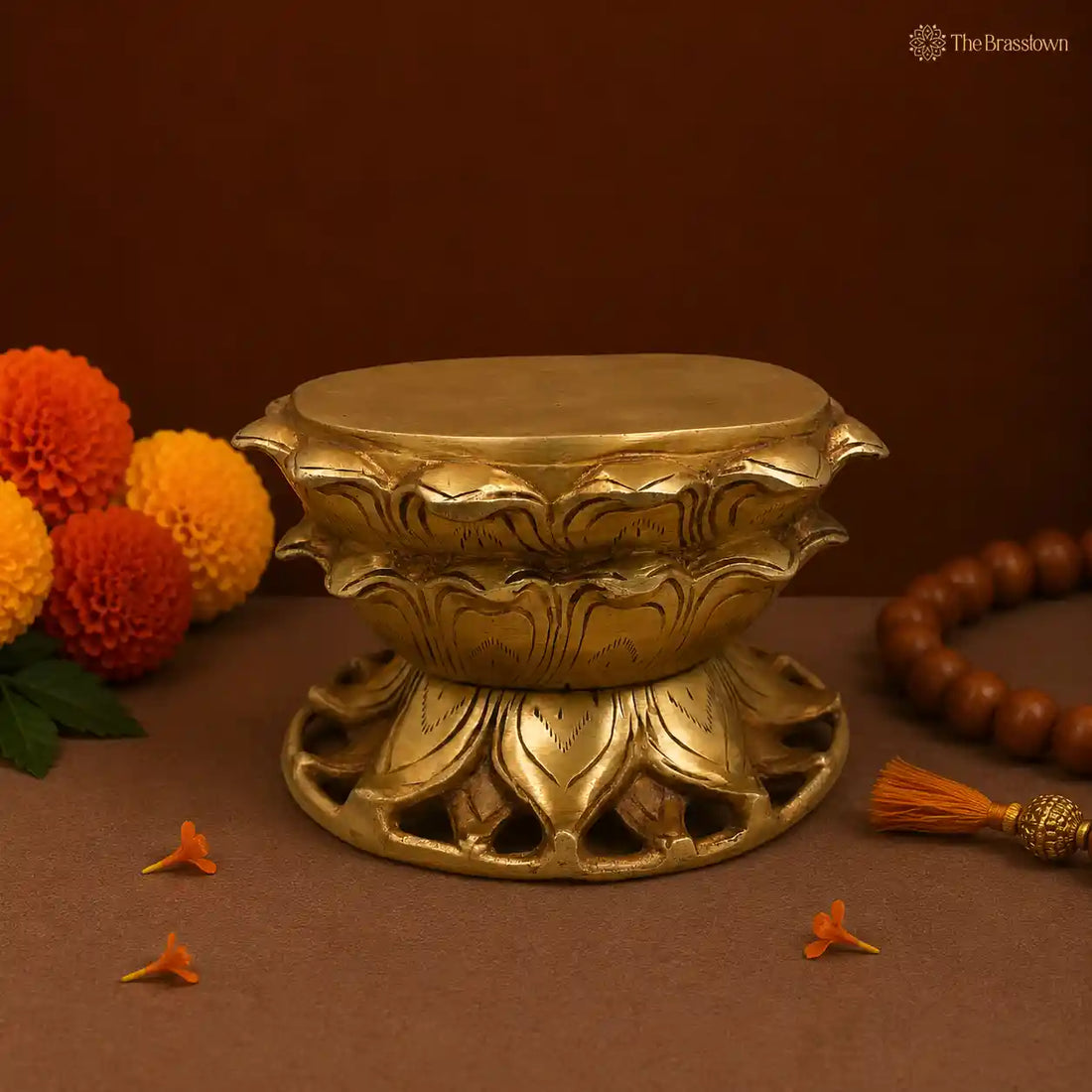 Decorative Brass Lotus Pedestal 3.5 Inch