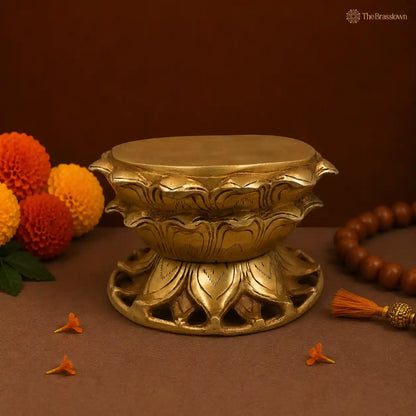 Decorative Brass Lotus Pedestal 3.5 Inch
