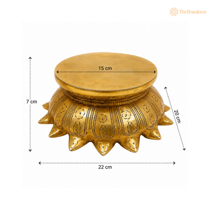 Intricately Designed Brass Lotus Base Pedestal 3 Inch