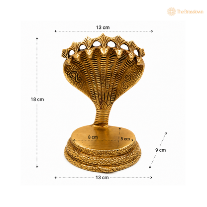 Seven-Headed Naga Brass Sculpture 7 Inch