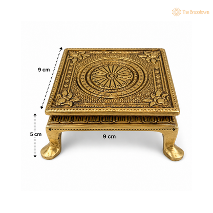 Handcrafted Brass Chowki with Intricate Design 2 Inch