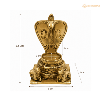 Traditional Brass Naga Statue with Intricate Detailing 5 Inch