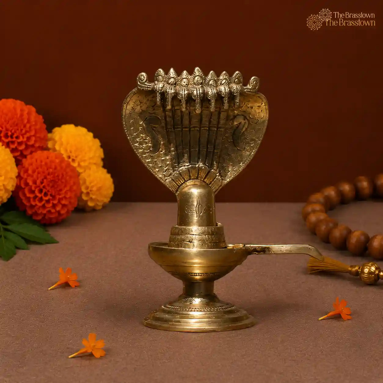 Brass Sheshnag Shivling 8.5 Inch