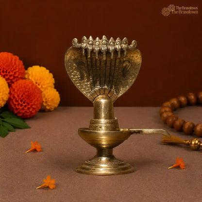 Brass Sheshnag Shivling 8.5 Inch