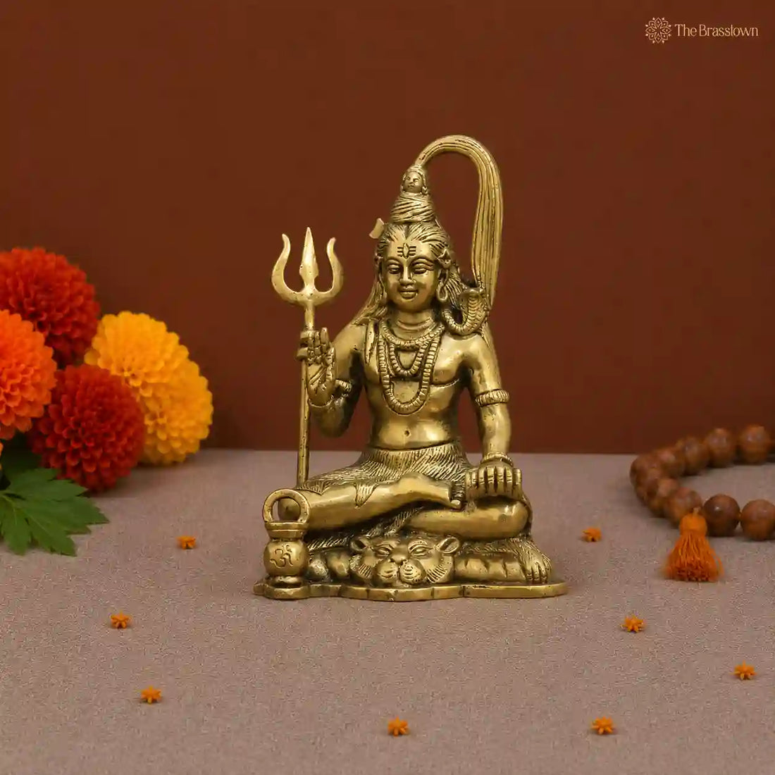 Brass Lord Shiva in Meditation 7 Inch