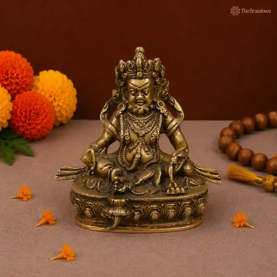 Brass Lord Kuber Idol – The Divine Treasurer of Wealth 5 Inch