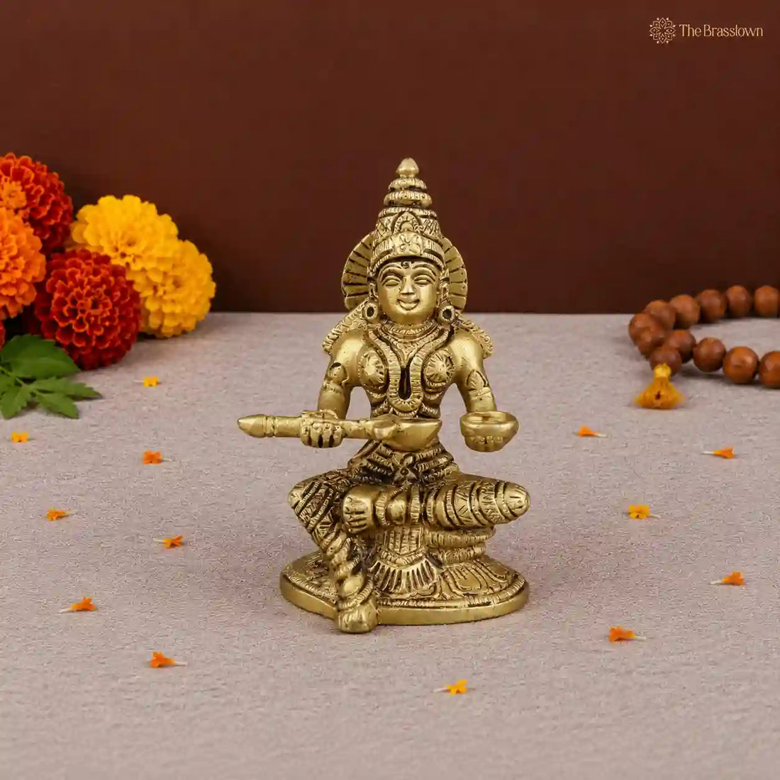 Brass Annapurna Devi Idol – Annapoornā Mata Murti for Pooja &amp; Kitchen Temple 5 Inch