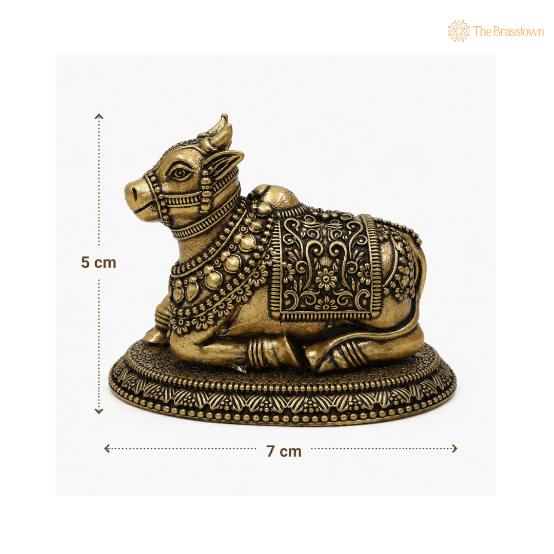 Handcrafted Brass Nandi (Nandikeshwara Basava) – Shiva Vahana for Puja &amp; Home Décor 2 Inch