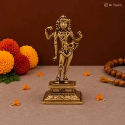 Brass Bhikshatana Shiva Idol – Handcrafted Bhikshatana Statute for Home Temple &amp; Pooja 7 Inch