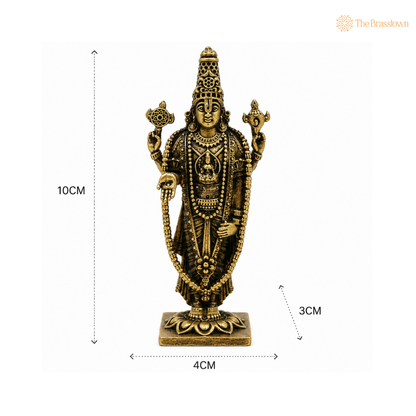 Brass Venkateshwara Balaji Idol – Srinivasa / Govinda / Venkatachalapathi Perumal Statue for Home Temple &amp; Puja 4 Inch