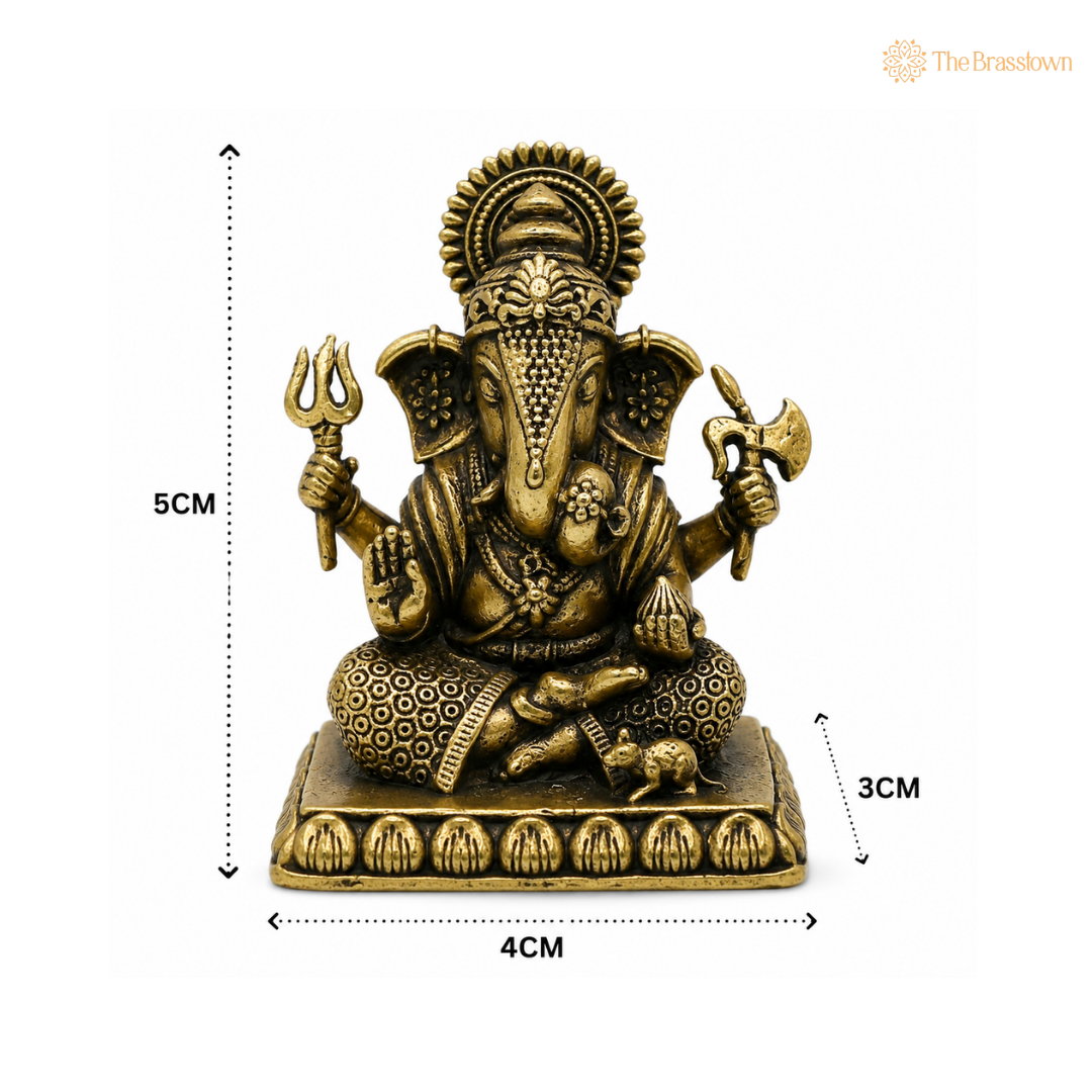 Brass Ganapati Murti – Vinayaka / Ganesha Idol for Puja Room, Home Decor &amp; Gifts 2 Inch