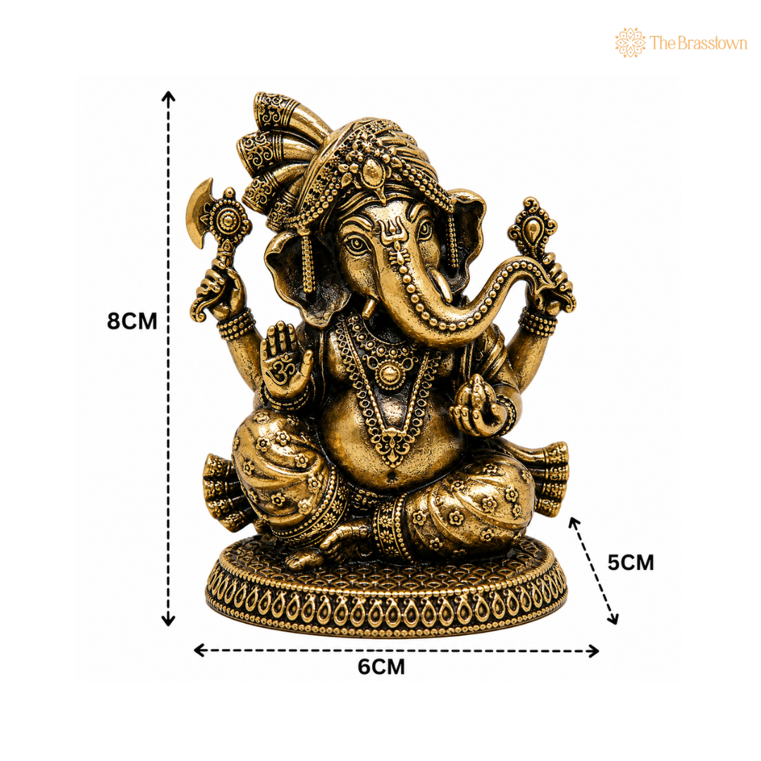Brass Ganesha Idol – Vinayak / Ganapati / Siddhivinayak Murti for Home Temple &amp; Decor 3 Inch