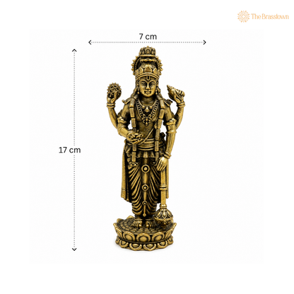 Brass Vishnu Idol – Narayana / Balaji Murti for Home Temple, Puja &amp; Spiritual Decor 6.5 Inch