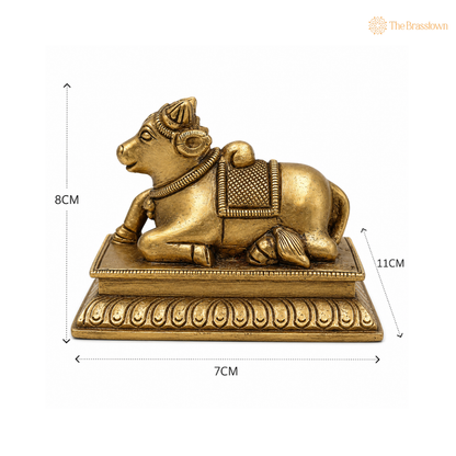 Brass Nandi Idol – Sacred Nandi Bull Statue for Puja &amp; Home Mandir Décor 3 Inch