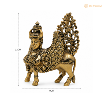 Brass Kamadhenu Cow Idol – Sacred Kamadhenu Statue for Puja &amp; Home Temple Décor 4.5 Inch