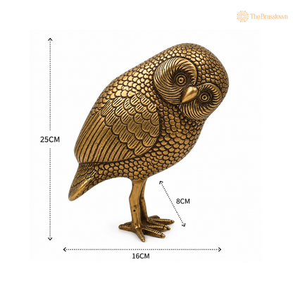 Brass Owl Idol (Ullu Murti) – Decorative Owl Statue for Home Décor &amp; Spiritual Spaces 10 Inch