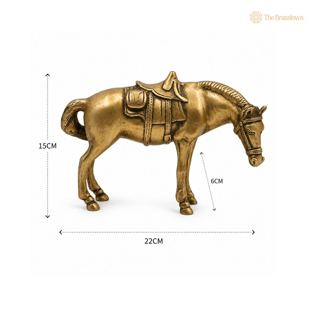Handcrafted Brass Ghoda (Horse) Showpiece – Decorative Horse Figurine for Home &amp; Office Décor 6 Inch