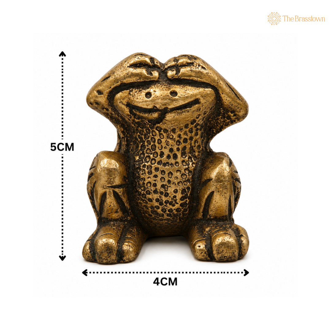 Brass Three Wise Frogs Idol – See No Evil, Hear No Evil, Speak No Evil Showpiece for Home &amp; Office Décor 2 Inch