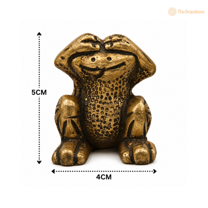 Brass Three Wise Frogs Idol – See No Evil, Hear No Evil, Speak No Evil Showpiece for Home &amp; Office Décor 2 Inch