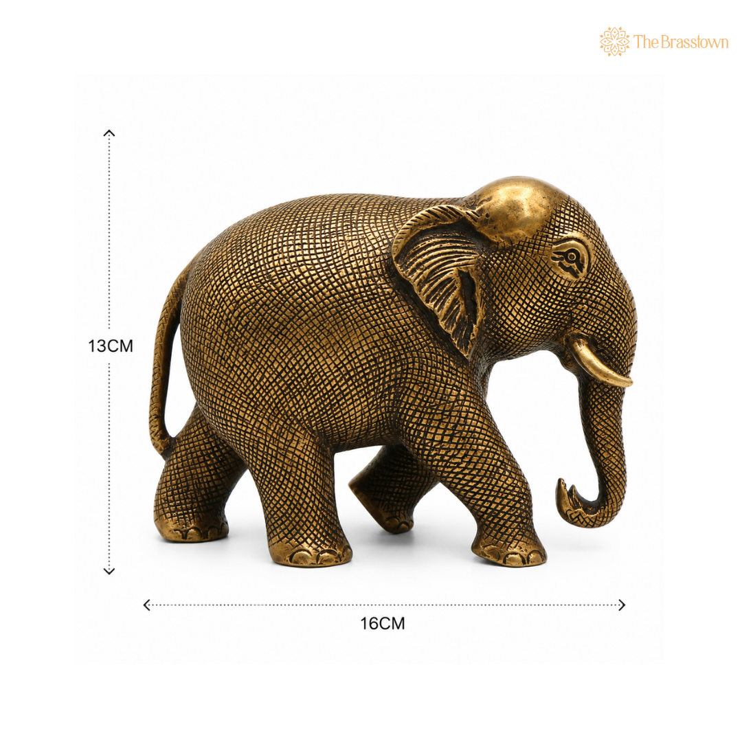 Brass Elephant Idol – Decorative Elephant Statue for Home, Office &amp; Spiritual Décor 5 Inch